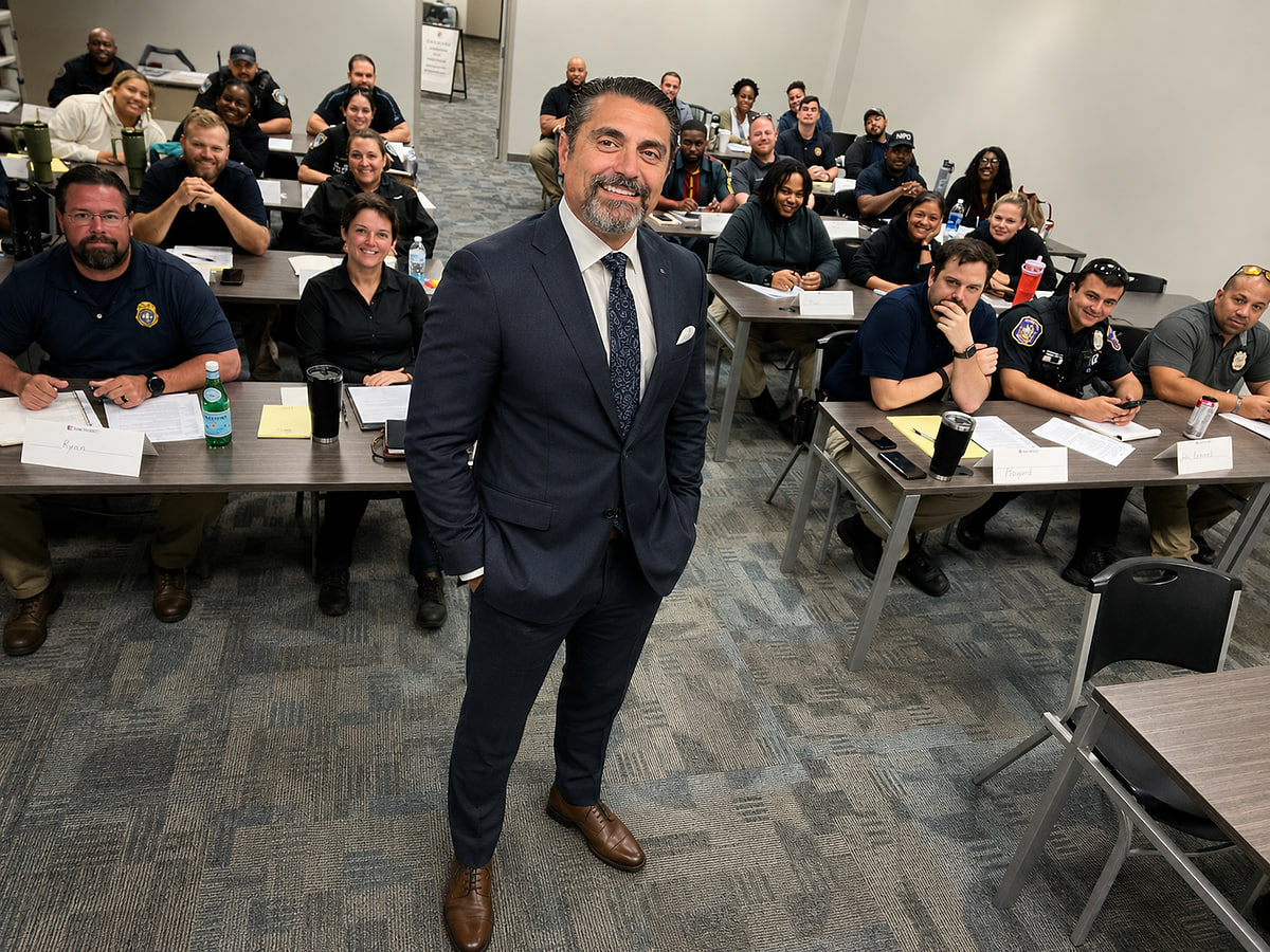 Joseph R. Auriemma, Jr. teaching a law enforcement field interviewing class in Newport News, Virginia